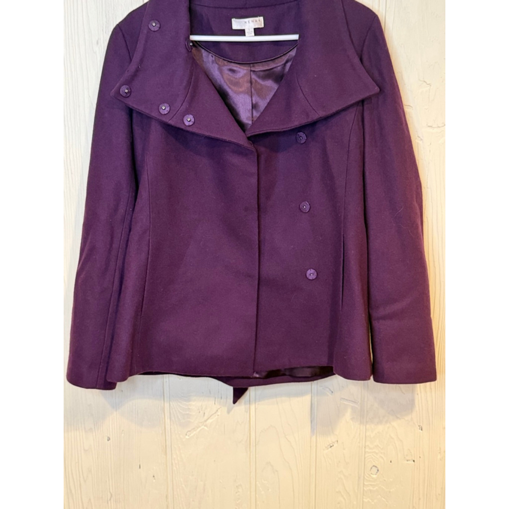 KENAR Women's Purple Pea Coat Large